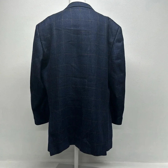 Ermenegildo Zegna Blazer Sports Coat Jacket Button Down Wool Silk Plaid Blue 46R - Picture 7 of 13
